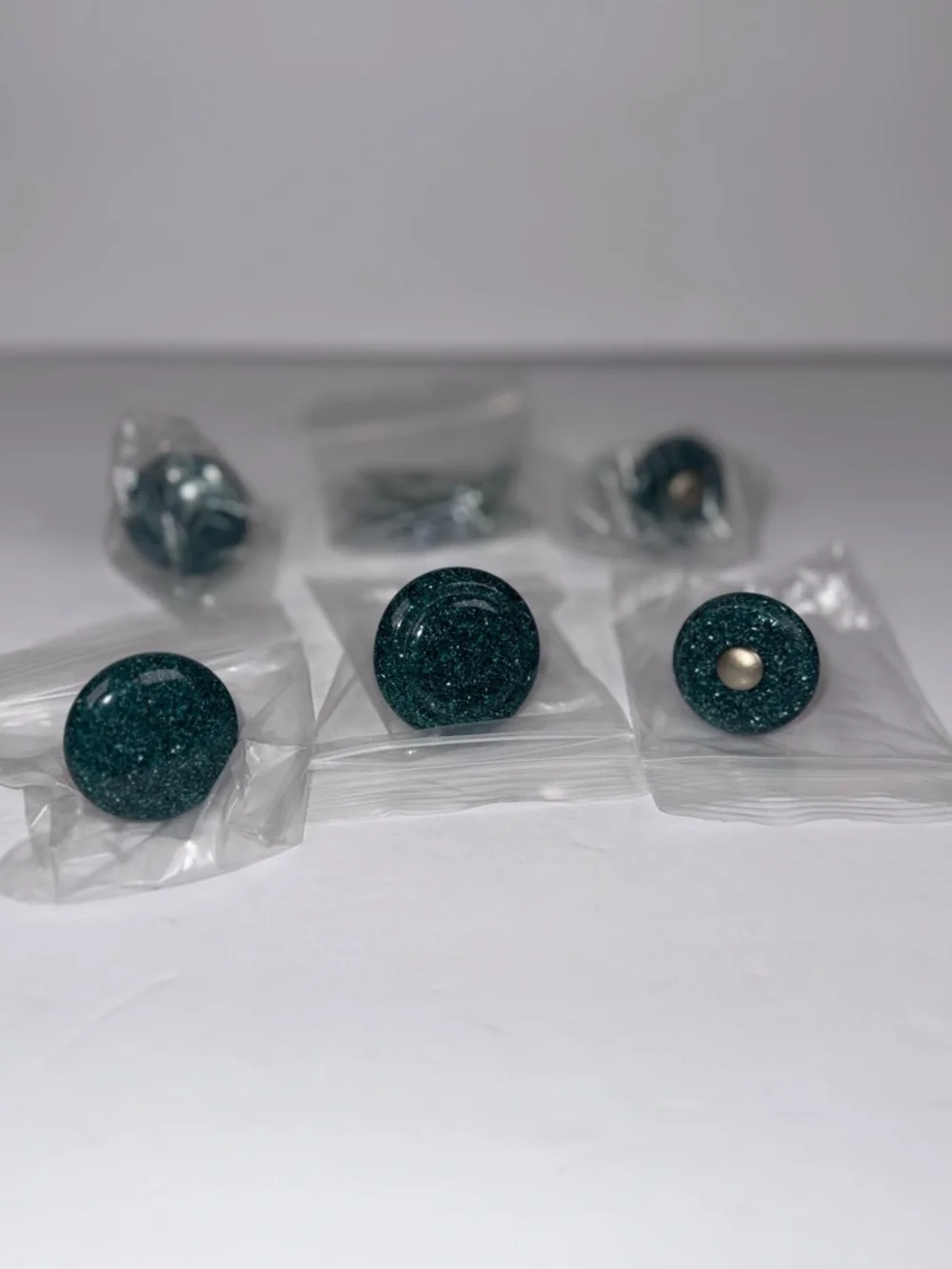 Set of 5 various Drawer Pulls - Blue/Green - New